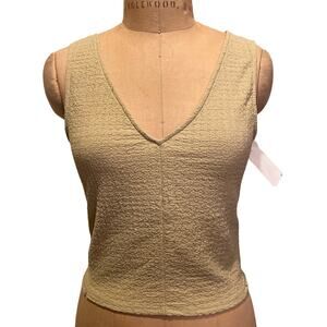 Madewell Textured V-Neck Tank Top Green NWT Size S